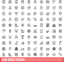 100 dog icons set. Outline illustration of 100 dog icons vector set isolated on white background