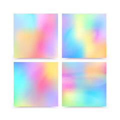 Hologram bright colorful backgrounds set. Vector mesh template. Design for greeting card