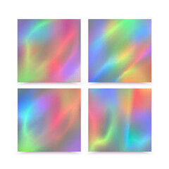 Hologram bright colorful backgrounds set. Vector mesh template. Design for greeting card
