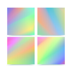 Hologram bright colorful backgrounds set. Vector mesh template. Design for greeting card