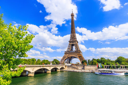 Paris, Eiffel Tower and Seine river. Paris, France.