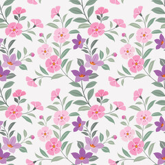 Fototapeta na wymiar Cute and sweet color flowers seamless pattern. This pattern can be use for fabric textile wallpaper gift wrap paper.