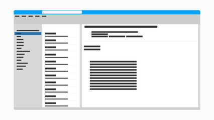 E-mail blank template internet mail frame interface for mail message