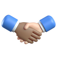3d handshake gesture icon, diverse partnership, meeting, agreement, 3d rendering