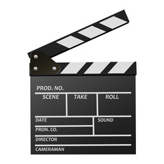Fototapeta na wymiar Flat illustration of movie clapper board isolated on transparent background. Front view.