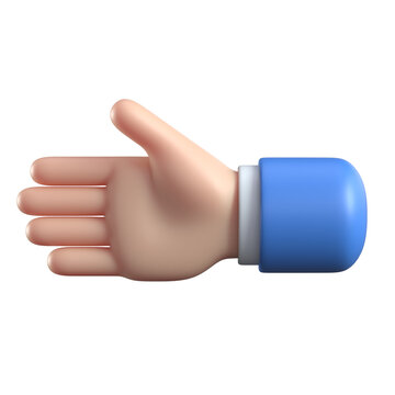 Cartoon 3d Hand Reaching For Someone Or Something, Business Hand In A Handshake Position 3d Rendering