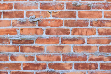 Rough, Red, Brick Wall and Cement Abstract Background Pattern and Texture