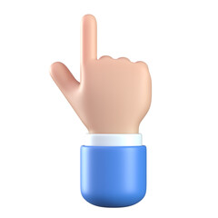 Cartoon 3d hand pointing at touch screen or pushing the button, business hand pointing index finger 3d rendering