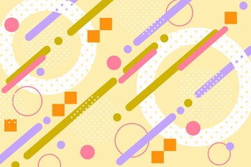 カラフル秋色のポップなドットと斜線の全面背景