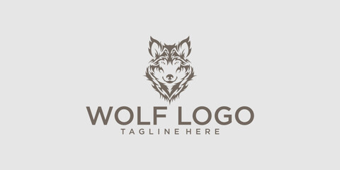 Simple head wolf logo design with unique concept premium vector