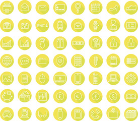 ミニビジネスアイコンセット ロングシャドウ黄色