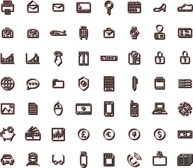 ミニビジネスアイコンセット 3D赤