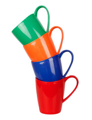 plastic cups on white background