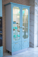 Turquoise kitchen cabinet - interior design