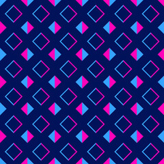 Fototapeta premium vector geometric beautiful seamless pattern with square lines pink and blue seamless background dark blue texture, Design for background, wrapping paper, print and backdrop 