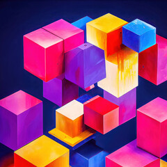 Obraz premium CUBES ART Würfel Abstrakt und Surreal AI Digital Illustration Digiart Backdrop Hintergrund