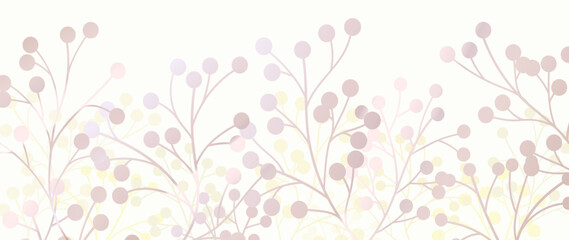 Abstract art vector. Luxurious wallpaper in a minimalist style with twigs and berries in pink tones. botanical and organic forms, watercolor. Vector background for banner, poster, web and packaging.