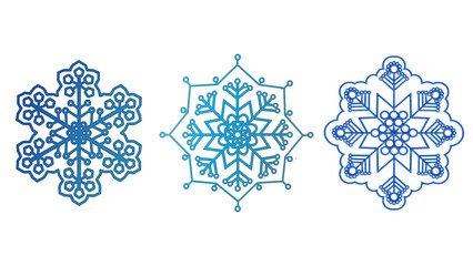 Set of blue snowflakes on a transparent background Ornament for decoration postcards banners Mockup