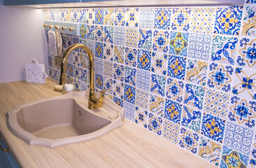 Kitchen design - kitchen faucet and ceramic tiles