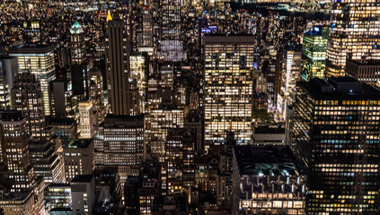 night view of skyscrapers in new york city manhattan island high rise center financial business...