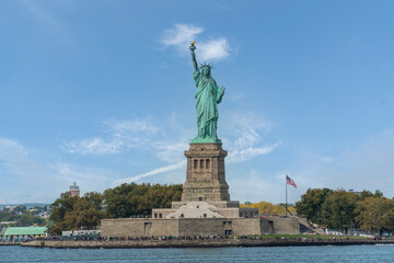  Statue of Liberty with New York Skyline Backdrop