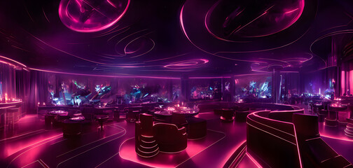 Artistic concept painting painting of a futuristic night club, background illustration.