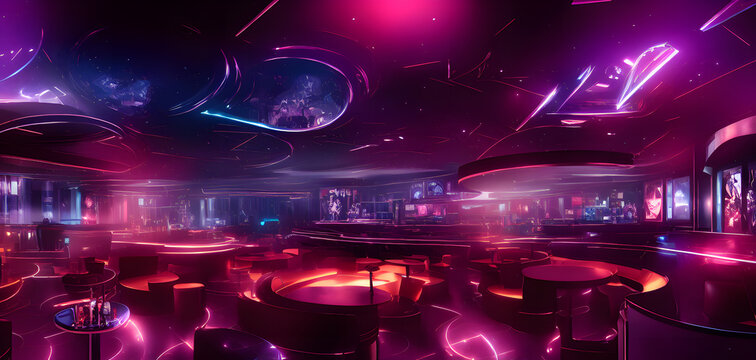 Artistic concept painting painting of a futuristic night club, background illustration.