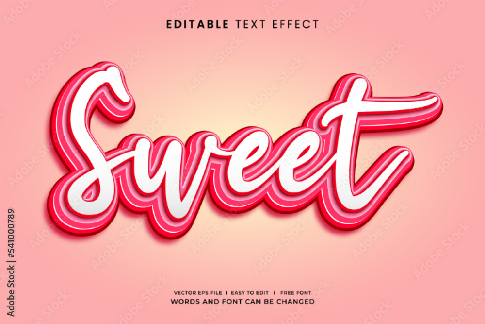 Sticker sweet pink 3d editable text effect