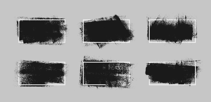 Grunge bunner background. Brush stroke with frame. Vector illustration.