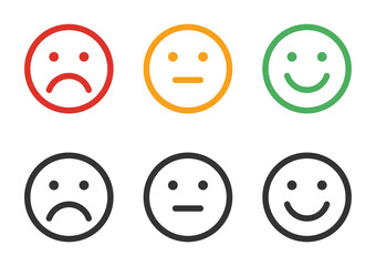 Set of rating emotion faces icons.