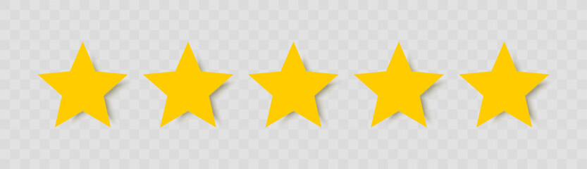 Five stars icon with shadow vector illustration.