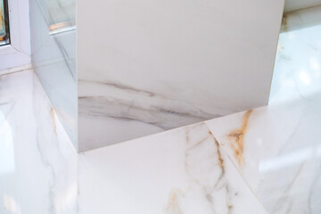 Interior design - marble facing tiles in the living room