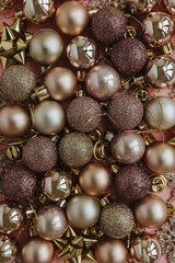 Aesthetic creative arrangement of colourful Christmas bauble balls