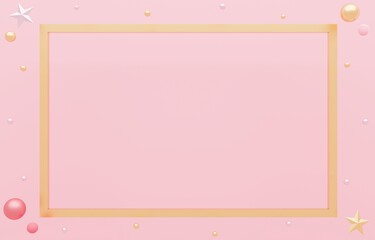 3D素材_金属のフレーム_ピンク