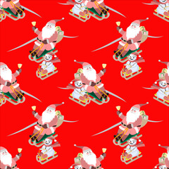 Vector - Nikolaus and snowman seamless pattern.