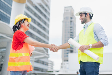 Handshake of businesspeople. Female and male hand makes a handshake