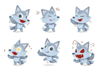 set of animal cartoon character mascot Wolf collection