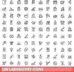 100 laboratory icons set. Outline illustration of 100 laboratory icons vector set isolated on white background