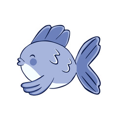 Isolated blue fish silhouette draw vector illustration