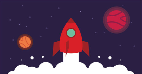 space red rocket background