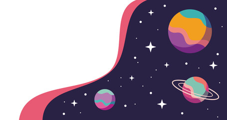 Naklejka premium outer space planet banner background png transparent