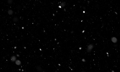Falling snow isolated on black background