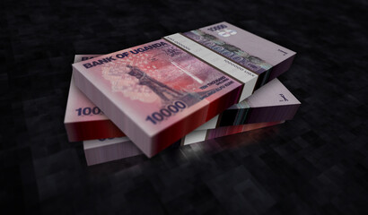 Uganda Shilling money banknotes pack 3d illustration