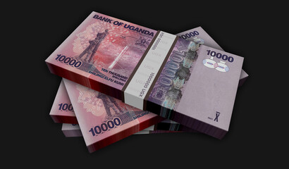 Uganda Shilling money banknotes pack 3d illustration