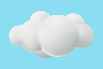 3d white cloud on blue sky. cartoon style render