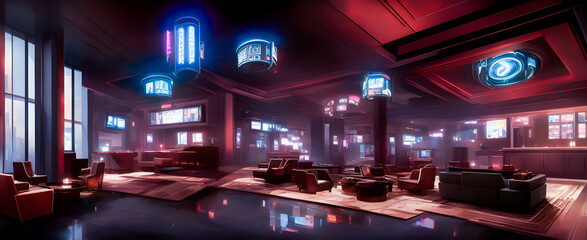 Artistic concept painting of a beautiful hotel reception hall