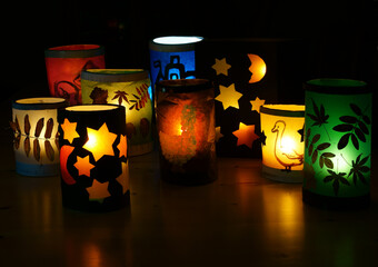 Self made lanterns for St. Martin's Parade, copy space