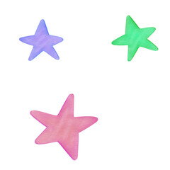 Fototapeta na wymiar cute multicolor stars watercolor