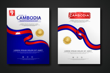 Set poster design Cambodia independence day background template