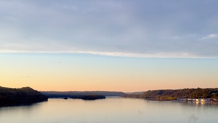 Fototapeta premium sunset over the river